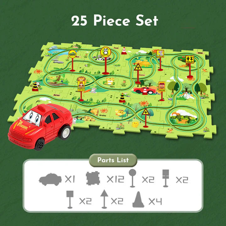 PuzzleRacer™ Kids Car Track Set - Educational Toy